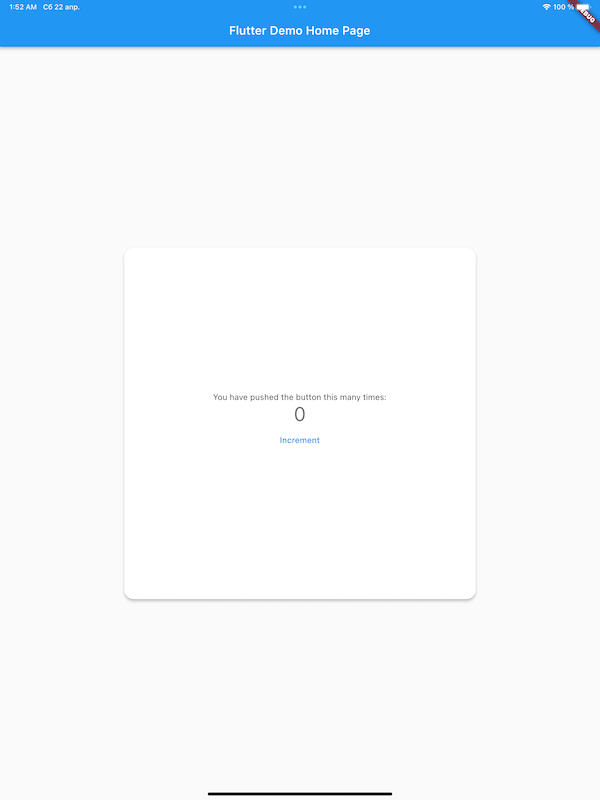 La misma app en un iPad Pro de 12,9 pulgadas, donde largeBuilder coloca el contenido en una tarjeta más ancha