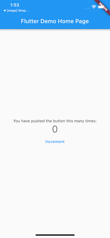 La app de ejemplo en pantalla pequeña, sobre un iPhone 14