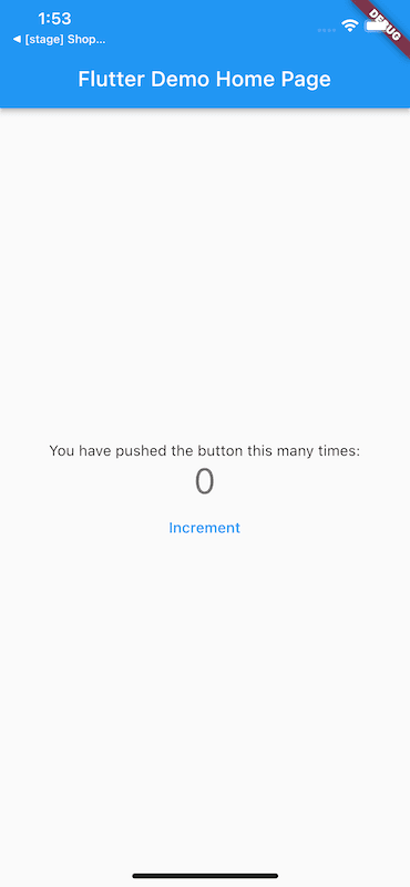 La app de ejemplo en pantalla pequeña, sobre un iPhone 14
