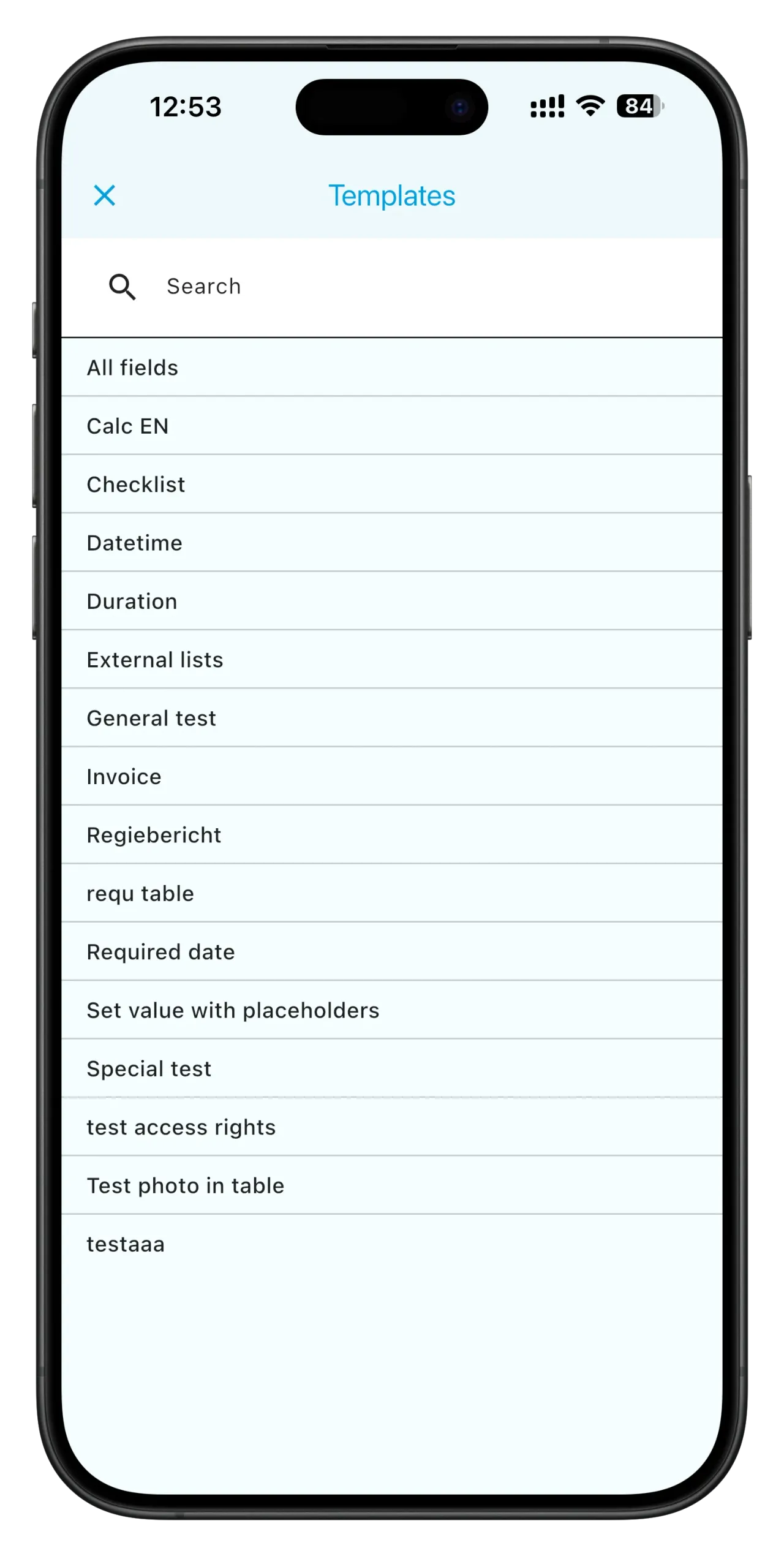 Lista de formularios